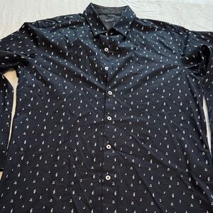 7 Diamonds Music Drive Black Button Down Shirt with fun musical notes